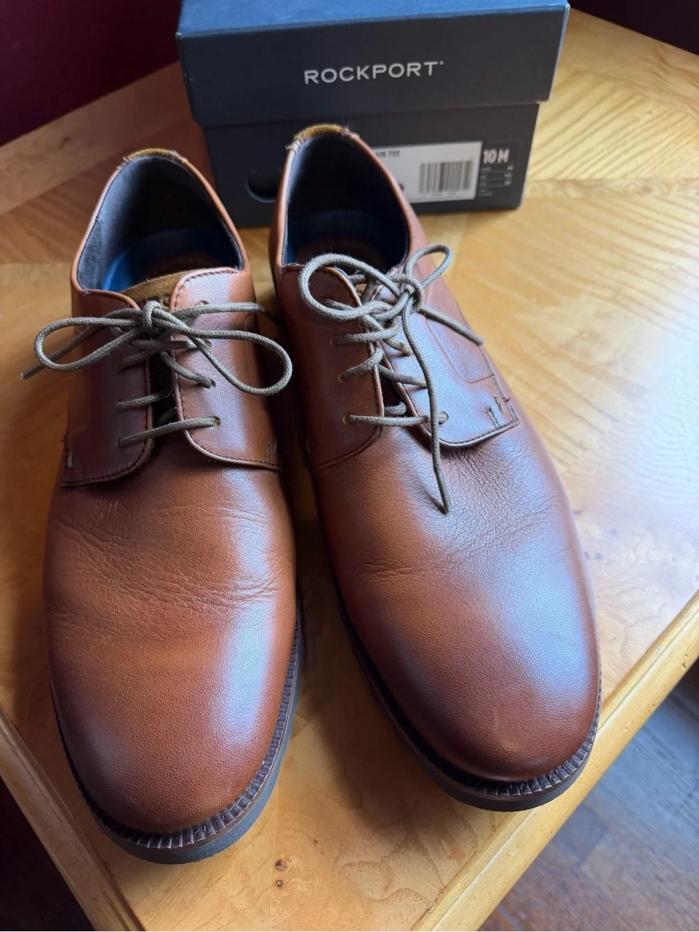 Rockport Men’s Tan Leather Derby Oxfords Sz 10